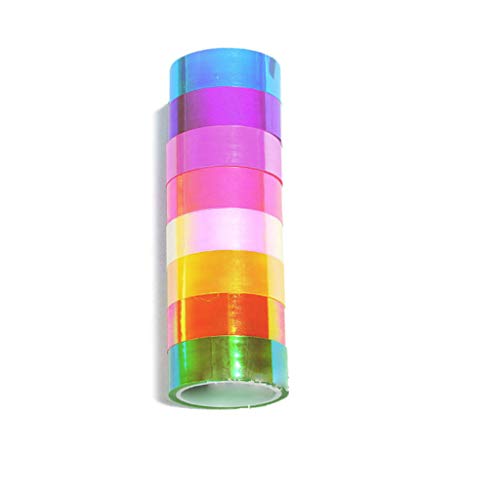 Youliy Cinta holográfica para decoración de gimnasia rítmica con purpurina, 15 mm x 5 m, cinta adhesiva decorativa para manualidades – Juego de 8