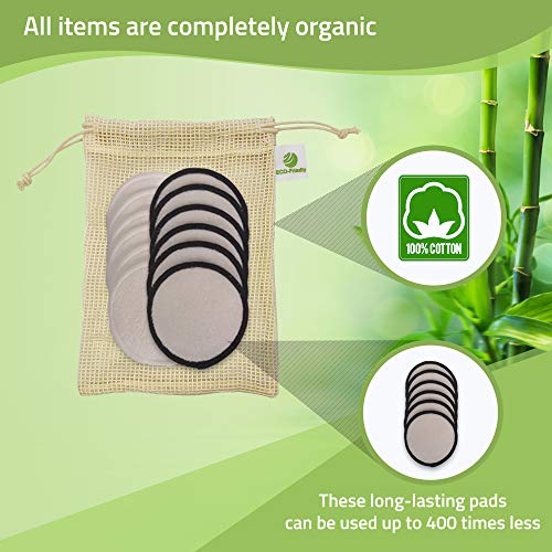 YOUR VIP SKIN® - 12 discos desmaquillantes orgánicos reutilizables, lavables, ecológicas, de algodón de bambú natural, redondas, para todo tipo de piel, con bolsa de lavandería de algodón