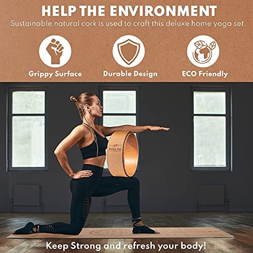 YOUR VIP SKIN® – Rueda Yoga Corcho - Yoga Wheel Antideslizante Ecológica Natural Sostenible – Aro de Yoga de Corcho Yoga, Pilates, Fitness para Estirar, flexibilidad, Postura