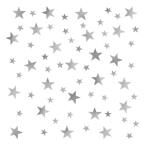 YPLonon - 2 Hojas Pegatinas de Estrellas para Pared Plateado Vinilo Estrellas Infantiles 130 Piezas Estrellas para Pared Decorativas de PVC para Dormitorio de Niña Niño Infantil y Guardería