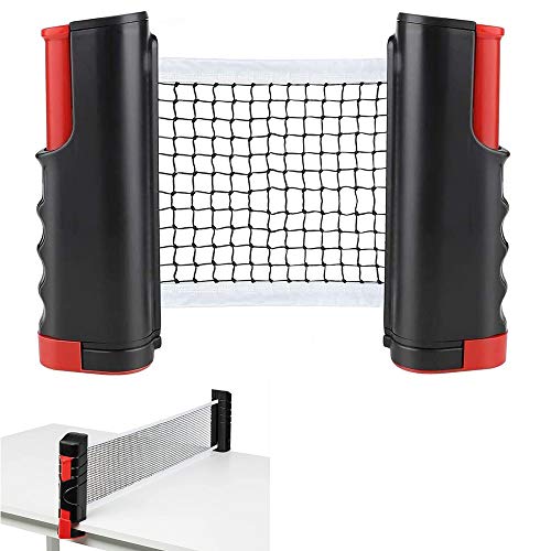 YUANXIASM Red de Ping Pong Ajustable,Red de Tenis de Mesa Retráctil, Soporte de Ping Pong Portátil para Escritorio de Oficina, Cocina o Mesa de Comedor (Rojo Negro)