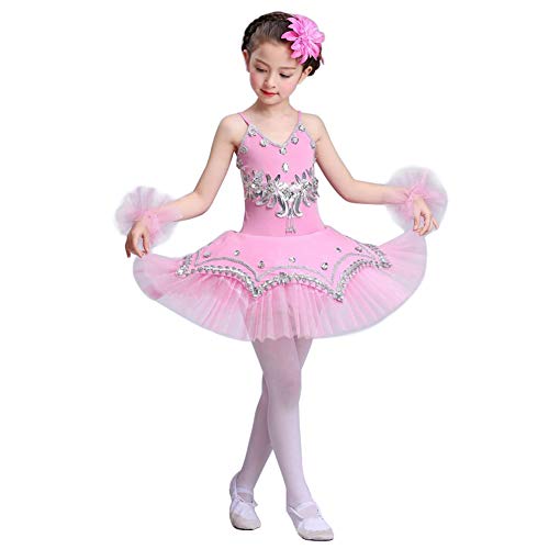 Yudesun Danza Chicas con Lentejuelas Bailarina - Ballet Leotardo Princesa Disfraces Baile Tutú Vestido Gimnasia Rendimiento Falda,Rosa,100-110cm