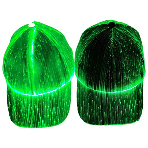 Yunobi Gorra LED luminosa que cambia de color gorra de béisbol gorra de fibra óptica Hip Hop Cap Halloween Navidad fiesta accesorios