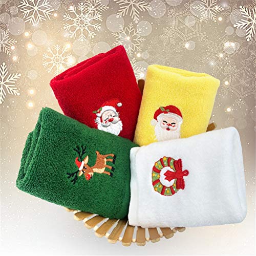 Yunobi Juego de 2 toallas de mano de Navidad, 100% algodón puro toallas de Navidad, diseño de bordado, toallas de lavabo para baño, cocina decorativa