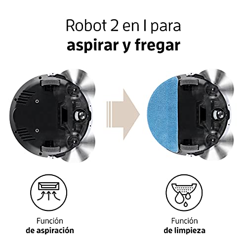 ZACO Robot aspirador y fregasuelos V5sPro con mando a distancia, Aspiradora y fregadora inteligente 2en1 para suelos duros, madera, parquet y alfombras, Aspiradoras para perros y pelos de mascotas