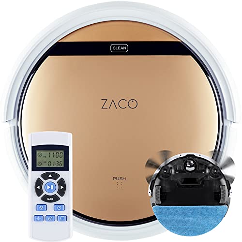 ZACO Robot aspirador y fregasuelos V5sPro con mando a distancia, Aspiradora y fregadora inteligente 2en1 para suelos duros, madera, parquet y alfombras, Aspiradoras para perros y pelos de mascotas