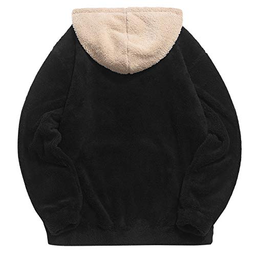 ZAFUL - Sudadera con capucha para hombre, bolsillo tipo canguro, de felpa, para otoño e invierno negro-a XL