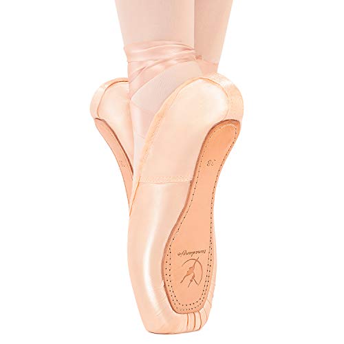 Zapatillas de Ballet de Punta Zapatillas de Danza Profesionales Rosadas con Cinta Cosida y Almohadillas de Silicona para niñas y Mujeres (38, Rosado)