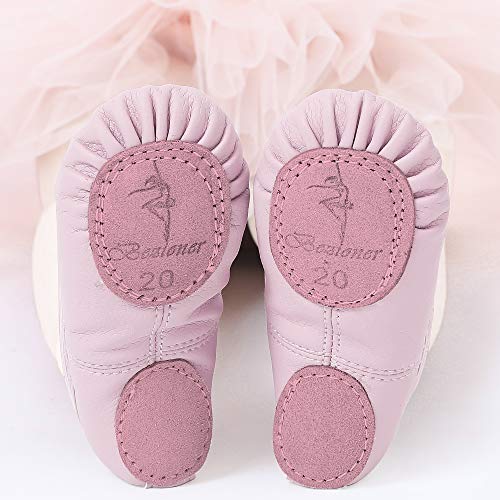 Zapatillas de Danza Cuero Zapatos Media Punta de Ballet y Gimnasia para Niña y Mujer Rosa 27