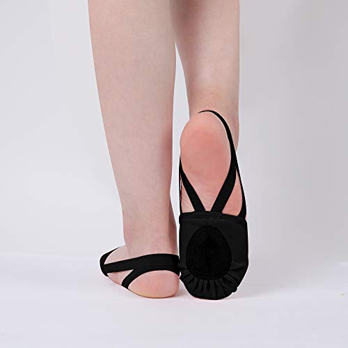 Zapatillas de Danza Zapatos Media Punta de Ballet y Gimnasia para Mujer y Niña Negro X-Large