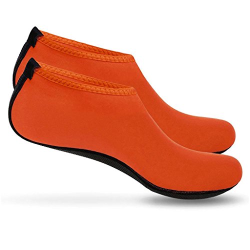 Zapatillas de Deporte acuático BOOLAVARD Barefoot Calcetines de Yoga Aqua de Secado rápido para Hombres, Mujeres y niños (S - 36-37 EU, Naranja)