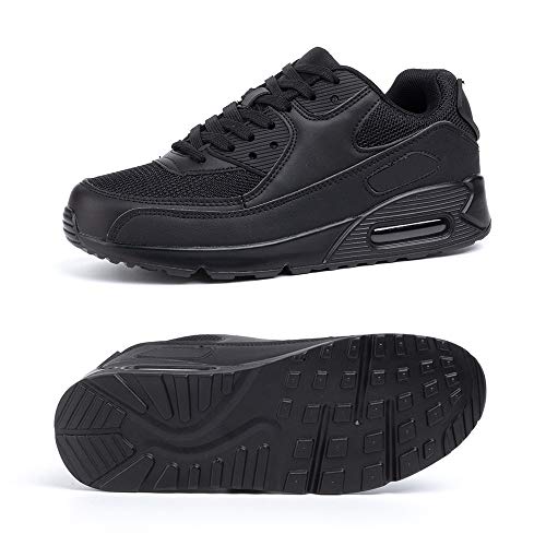 Zapatillas de Deportivas Mujer Zapatos Correr Hombre Running Casual Sneakers Cordones Colchón de Aire Ligero Respirable Calzado Negro 40
