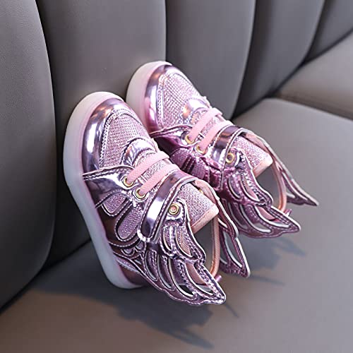 Zapatillas deportivas para niños y niñas, con luces LED para cuatro estaciones, de piel, con ruedas y alas