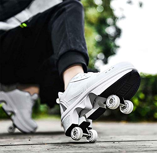 Zapatos con Cuatro Ruedas Automática Calzado de Skateboarding Deportes de Exterior Patines en Línea Aire Libre y Deporte Vibración Parpadeo Gimnasia Running Zapatillas,33