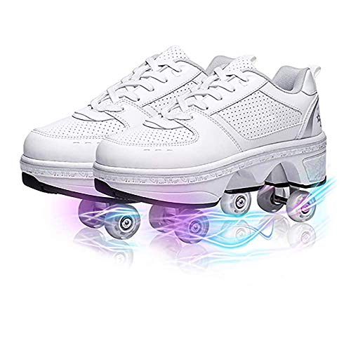Zapatos con Cuatro Ruedas Automática Calzado de Skateboarding Deportes de Exterior Patines en Línea Aire Libre y Deporte Vibración Parpadeo Gimnasia Running Zapatillas,33