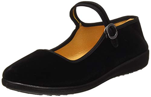 Zapatos Mary Jane de Terciopelo de Las Mujeres Algodón Negro Antigua Pekín Pisos de Tela Ejercicio de Yoga Zapatos de Baile (38 EU)，suba uno o Dos tamaños al Realizar el Pedido