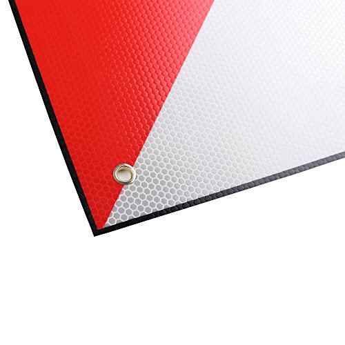 Zelsius 2 en 1 Panel Reflector Trasero en Aluminio | Para España e Italia | 50 x 50 cm | Color Rojo-Blanco | Señalización de Cargas | Portabicicletas | Remolques | Caravanas | Visibilidad Noche