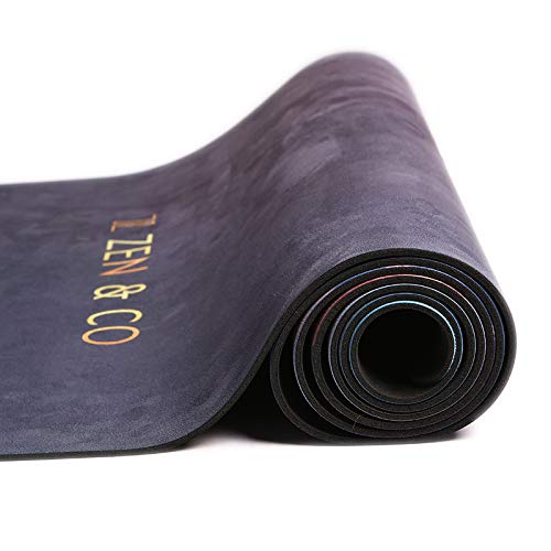 Zen&CO colchoneta de Yoga, material y textura ante gamuza, diseño original, ideal para ejercicios como Yoga, Pilates, Bikram, Ashtanga (183cm x 61cm x 4mm) (montaña)