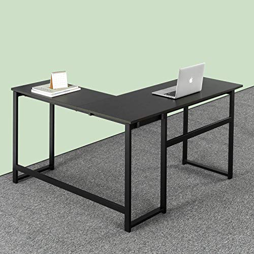 ZINUS Luke 135 cm Escritorio metálico negro de esquina | Escritorio para ordenador en forma de L | Escritorio de oficina | Montaje sencillo y sin pernos