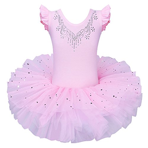 ZNYUNE Niña Tutu Vestido de Ballet Danza Clásico 184 Rosa M para 3-4 años