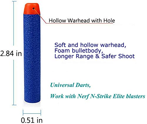 ZWOOS Foam Bullet Darts 7.2cm EVA Blue Foam Darts Recarga de Bala para N-Strike Elite Series Blasters Kid Toy Guns (200 Piezas)