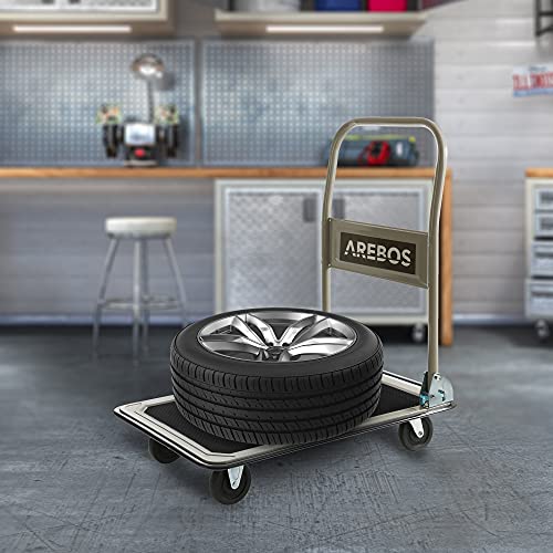 Arebos – Plataforma carro | Carrito | Carretilla | hasta 150 kg | con ruedas | antideslizante revestimiento | Protector de bordes