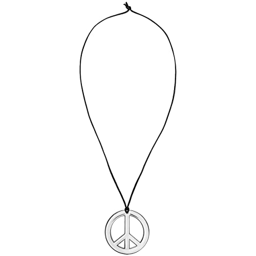 Balinco Juego de 3 piezas hippie con cinta para la cabeza, cadena con símbolo de la paz, gafas de sol redondas de níquel con cristales azules.