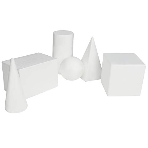 Belle Vous Set Formas Geométricas Blancas 3D (Pack de 6) Bloques Solidos - Juegos Educativos Recurso Aprendizaje/Educación Temprana – Formas para Dibujar, Matemática o Geometría
