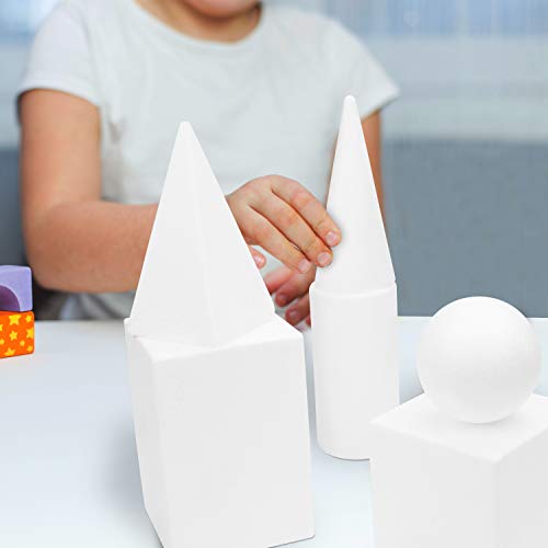 Belle Vous Set Formas Geométricas Blancas 3D (Pack de 6) Bloques Solidos - Juegos Educativos Recurso Aprendizaje/Educación Temprana – Formas para Dibujar, Matemática o Geometría