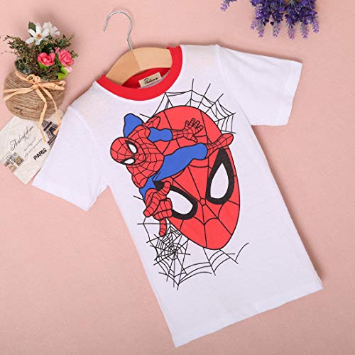 Camiseta de algodón para bebé con diseño de héroe con texto en inglés "Super-h-e-l-d", Blanco, 6-7 años