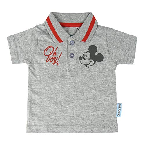 Cerdá Conjunto Bebe Niño Verano de Mickey Mouse Disney-12 Polo Algodon Juego de pantalones cortos, Gris, 12 meses Unisex bebé