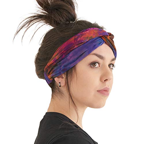 CHARM Tie Dye Diadema Hippie - Cinta Para Verano Turbante Hombre Boho Yoga Headband Banda Hippy Accesorio B