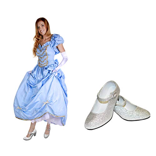 Costumizate! Zapatos de Baile Flamenco con Diferentes Tallas Desde niña a Mujer. Plata Purpurina Talla 27