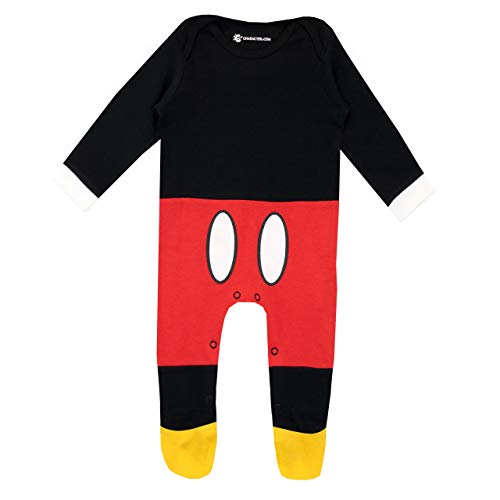 Disney Pijama Conjunto de Pijama Entera y Gorro para Niños Bebés Mickey Mouse Rojo 0-3 Meses