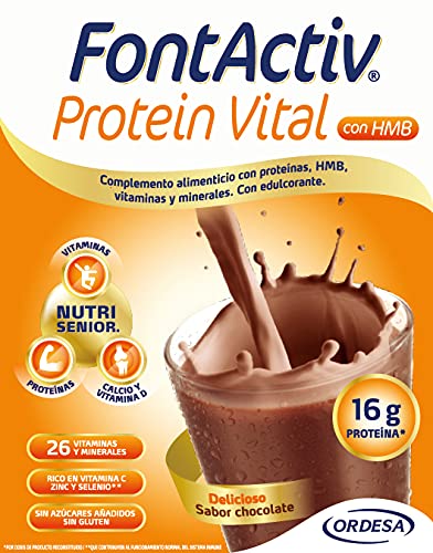 FONTACTIV Protein Vital, Complemento Nutricional Para Adultos, Hiperproteico Con Hmb Y Alto Contenido En Vitaminas Y Minerales, Sabor, 14 Sobres, Chocolate