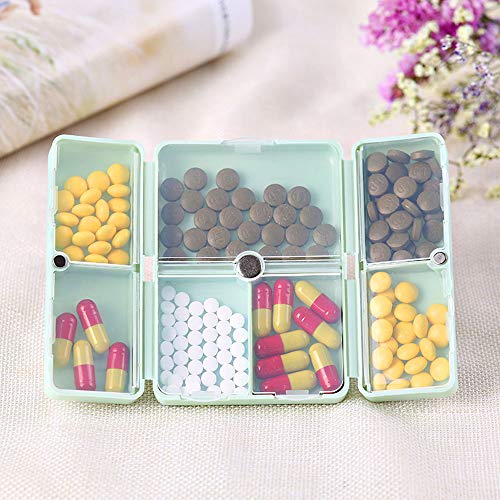 Gresunny 4 piezas Organizador de pastillas pastillero plastico portátil caja de medicamentos con 7 compartimentos y tapa, impermeable viajes pastillero para vitaminas