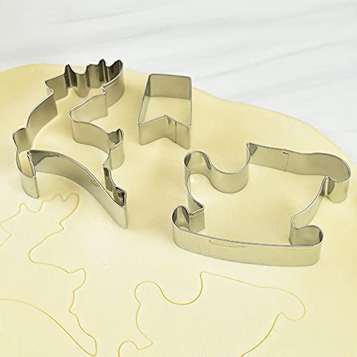 JasCherry Juego de 9 Moldes para Galletas de Navidad con Diseño de Casa de Jengibre y Casita de Navidad Muñeco de Nieve y Trineo Combinación de Casa en 3D (Caja de Regalo)