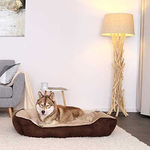 lionto Cama perros 2 en 1 cojín perros sofá perros tamaño (L) 110x80 cm marrón/beige