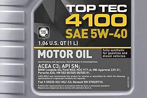 Liqui Moly 9510 - Aceite de motor, Top Tec, 4100, 5W-40, Booklet, 1 L