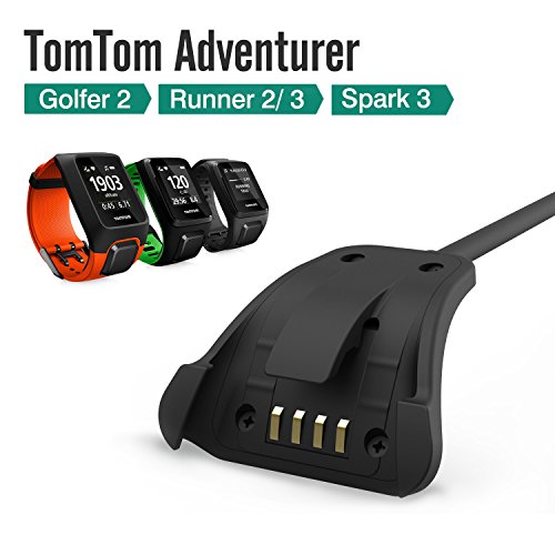 MoKo Tomtom Cargador del Aventurero, USB Data Sync Carga Cradle Dock Charger con 1M Cable de Carga para Tomtom Aventurero/ Golfer2 / Spark3 / Runner2 / Runner3 GPS Fitness Running Watch, Negro