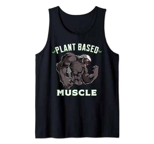 Músculos a base de plantas Tejón Miel Powerlifter Entrenamiento Vegano Camiseta sin Mangas