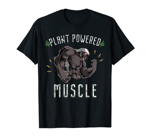 Músculos con plantas Miel Tejón Powerlifter Entrenamiento Vegano Camiseta