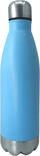 NERTHUS Pared Simple Azul de Acero Inoxidable 750 ml, Agua, Botella Reutilizable, 29 x 7,5 x 7,5 cm