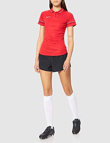 NIKE Dri-FIT Academy Camisa Polo, Mujer, Universidad Rojo/Blanco/Gimnasio Rojo/Blanco, S