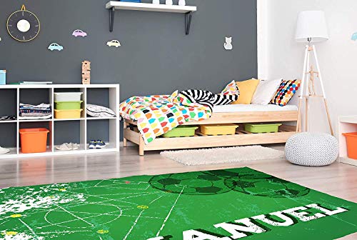 Oedim Alfombra Personalizada Campo de Fútbol para Habitaciones PVC | 95 x 133 cm | Moqueta PVC | Suelo vinílico | Decoración del Hogar | Suelo de Protección Infantil