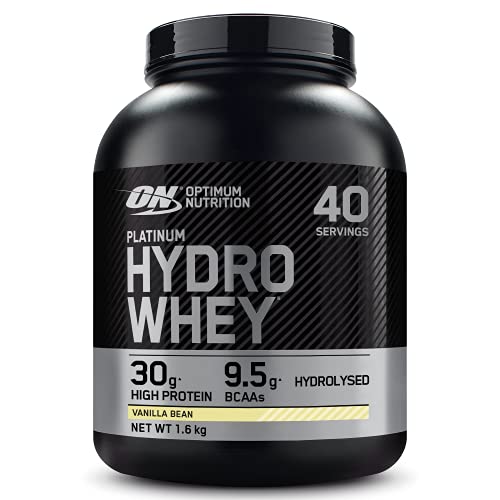 Optimum Nutrition Hydro Whey, Proteinas Whey en Polvo, Proteina de Suero para Masa Muscular y Musculacion, Fuente de BCAA, Bajo en Calorías, Vainilla, 40 Porciones, 1.6 kg, el Envase Puede Variar