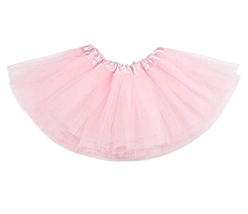 Ruiuzioong Falda de Tul para niñas Falda de tutú Minifalda Vestido de Baile Faldas de tutú elásticas Falda de Ballet para Fiesta Baile (Rosa)