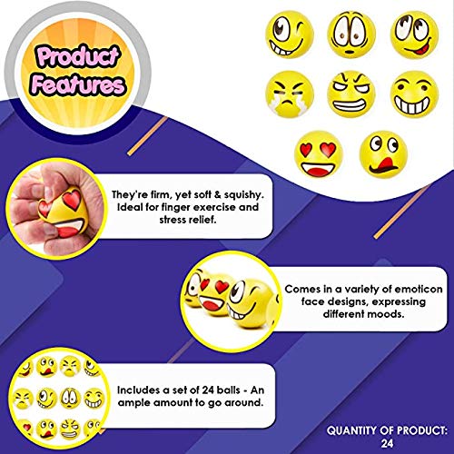 THE TWIDDLERS - 24 Pelotas Antiestrés para Niños y Adultos de Emoji Squeeze