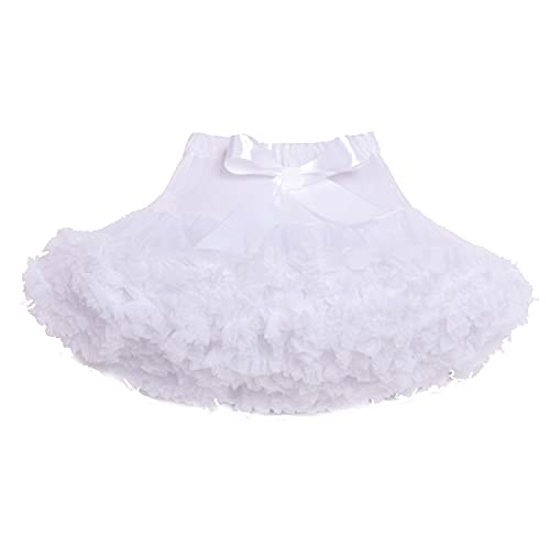 Tipkits Falda de baile para niña, falda corta de tutú, falda, vestido de princesa, vestido de fiesta, ceremonia o fiesta blanco 7-8 Años