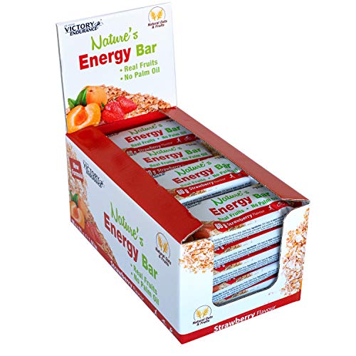 Victory Endurance Nature´s Energy Bar Fresa 60g, barrita energética con un 41% Frutas y 64% de hidratos de carbono, gran sabor y energía